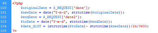 difference between two dates in php